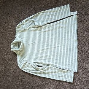 NEW Talbots Gray Cream Ribbed Stripe Turtleneck Top M